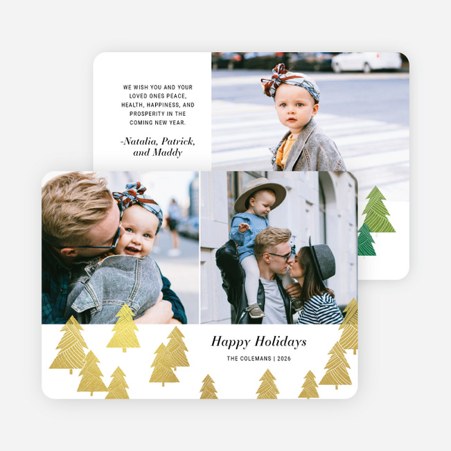 Dressed Up Trees Holiday Cards and Invitations - Yellow