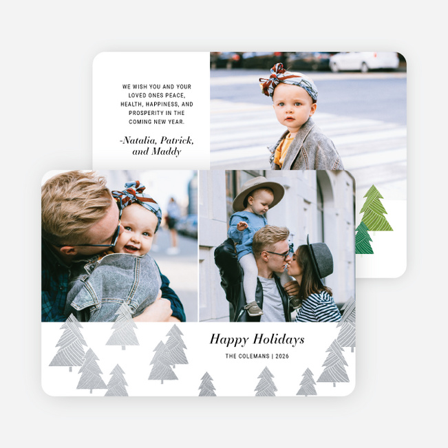 Dressed Up Trees Holiday Cards and Invitations - Gray