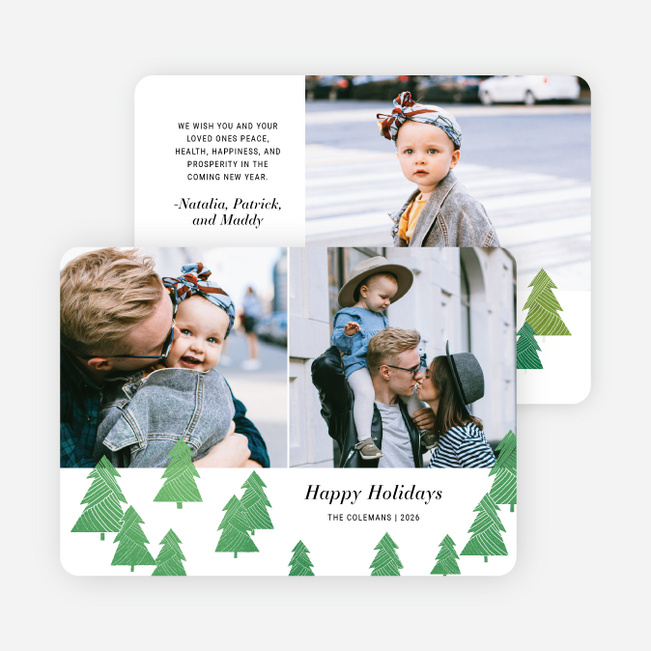 Dressed Up Trees Holiday Cards and Invitations - Green