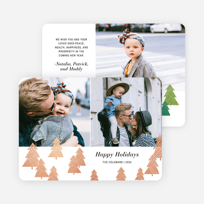 Dressed Up Trees Holiday Cards and Invitations - Pink