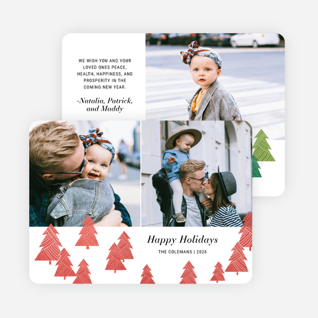 Dressed Up Trees Holiday Cards and Invitations - Red