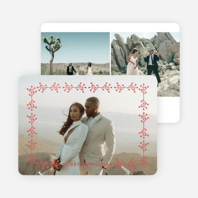 Foil Branches Christmas Cards - Red