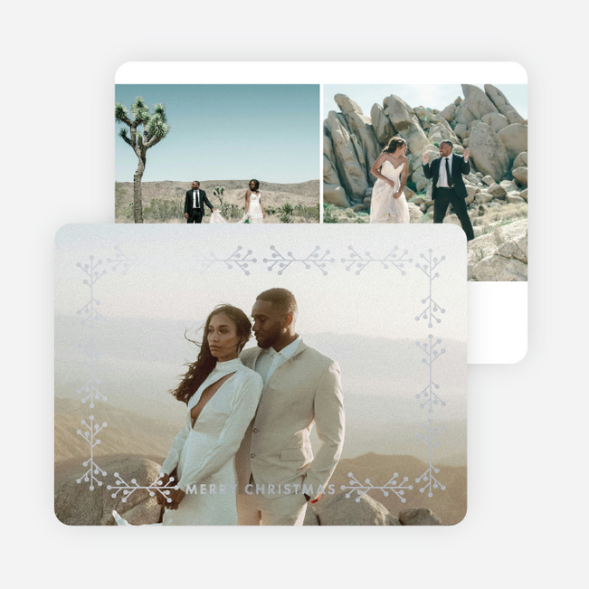 Foil Branches Christmas Cards - Gray