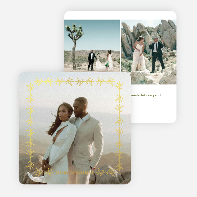 Foil Branches Christmas Cards - Yellow