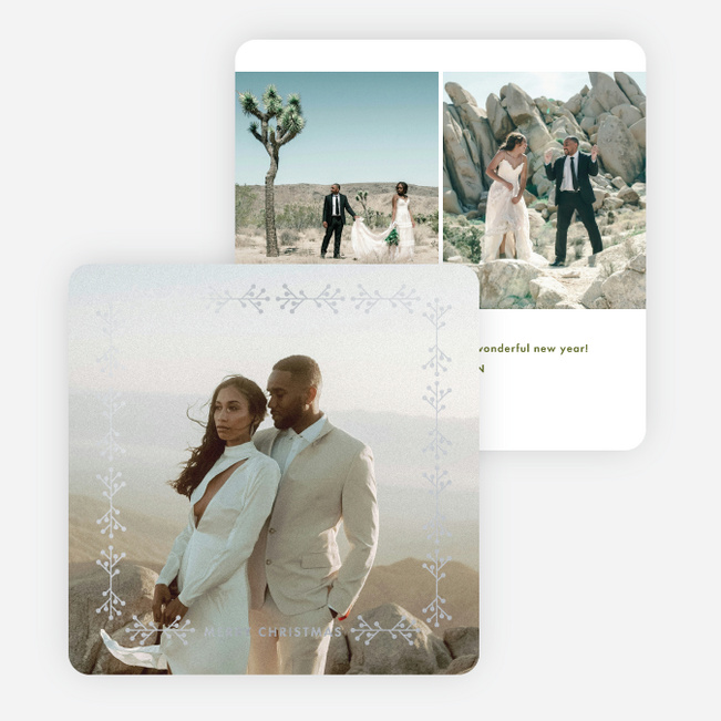 Foil Branches Christmas Cards - Gray