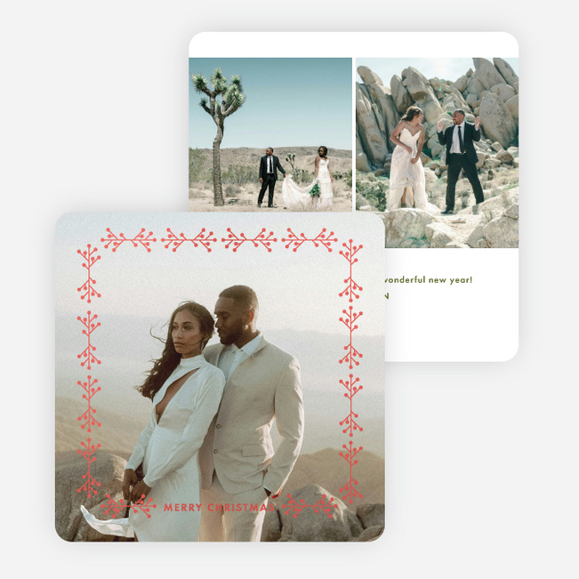 Foil Branches Christmas Cards - Red