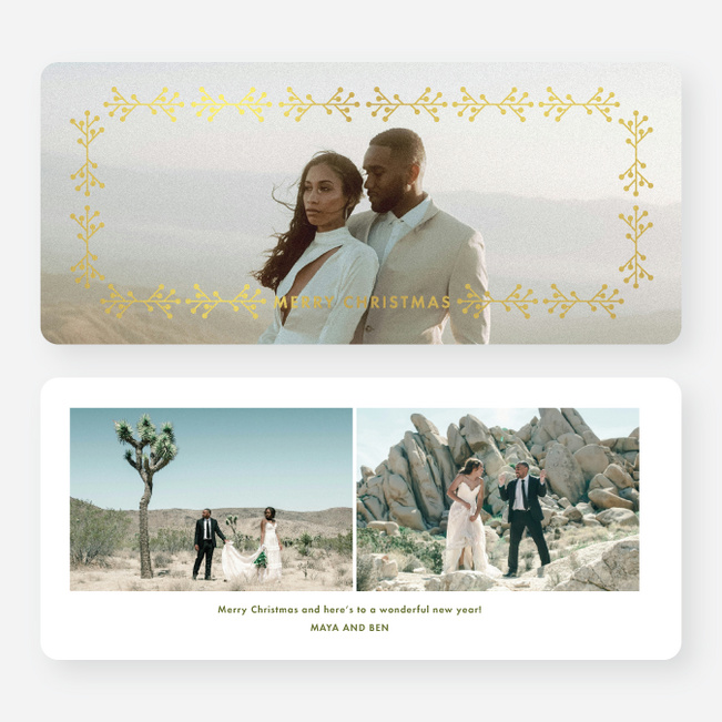 Foil Branches Christmas Cards - Yellow