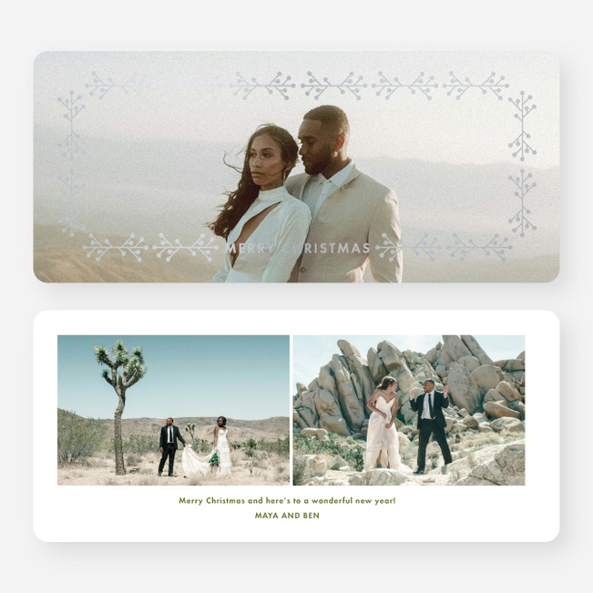 Foil Branches Christmas Cards - Gray