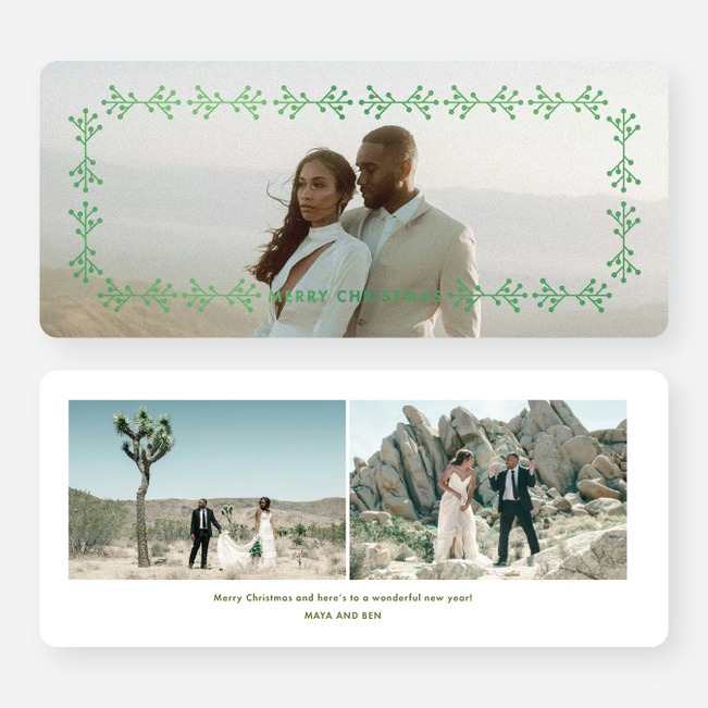 Foil Branches Christmas Cards - Green
