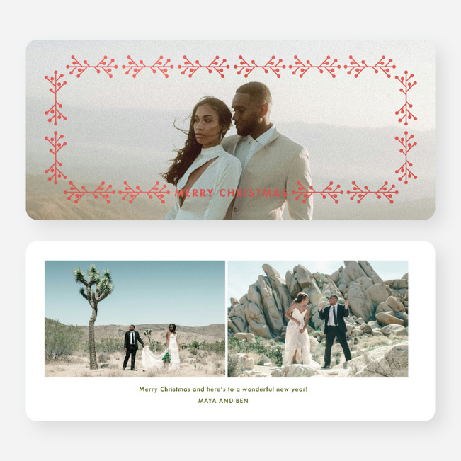 Foil Branches Christmas Cards - Red