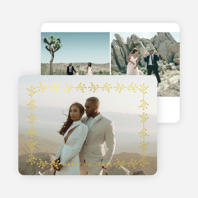 Foil Branches Holiday Cards and Invitations - Yellow