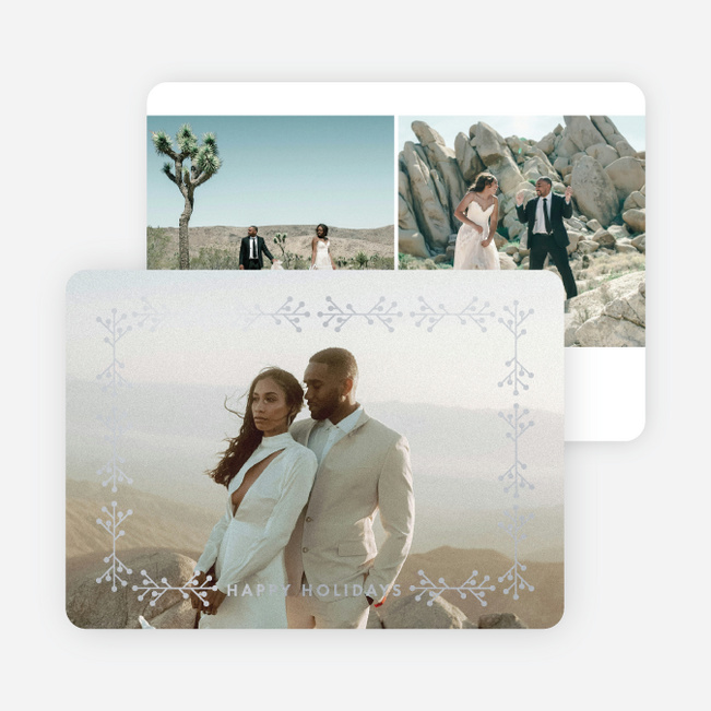 Foil Branches Holiday Cards and Invitations - Gray