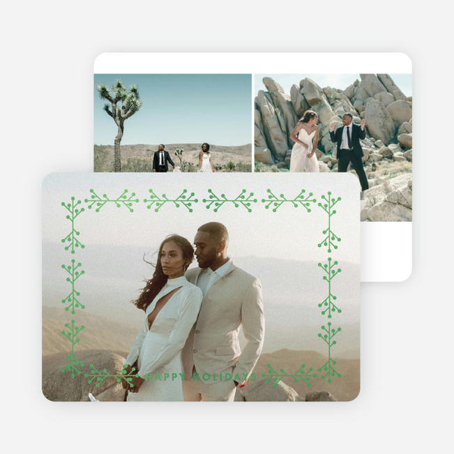 Foil Branches Holiday Cards and Invitations - Green