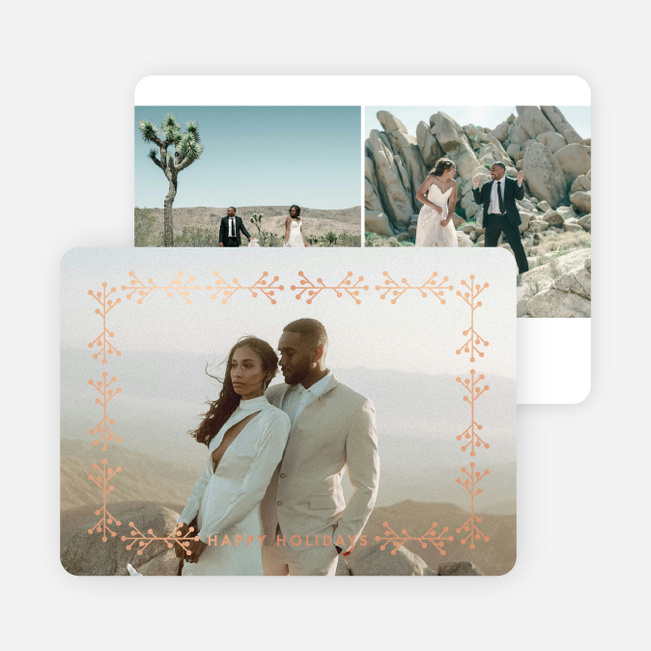 Foil Branches Holiday Cards and Invitations - Pink