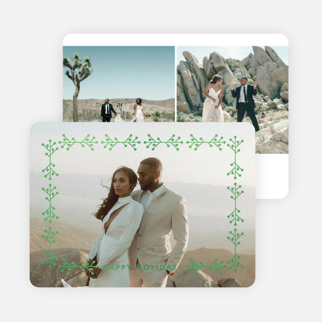 Foil Branches Holiday Cards and Invitations - Green