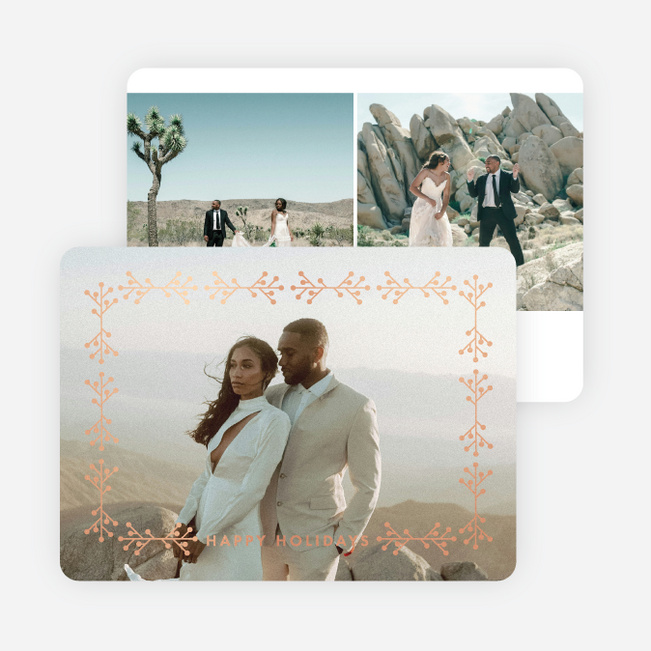 Foil Branches Holiday Cards and Invitations - Pink