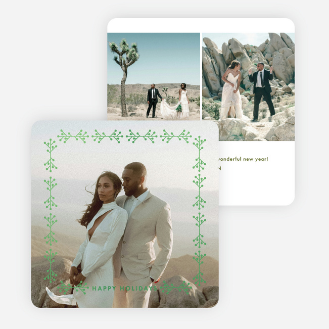 Foil Branches Holiday Cards and Invitations - Green