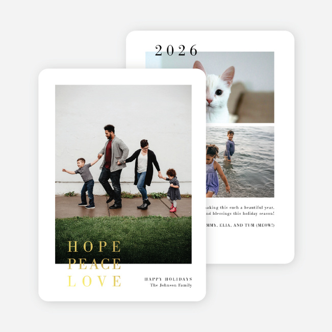 Foil Pinned Love Holiday Cards and Invitations - Yellow