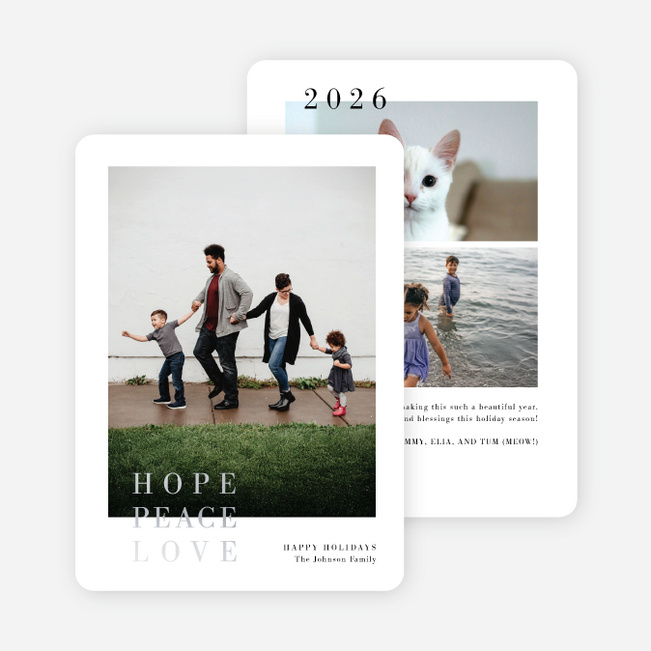 Foil Pinned Love Holiday Cards and Invitations - Gray