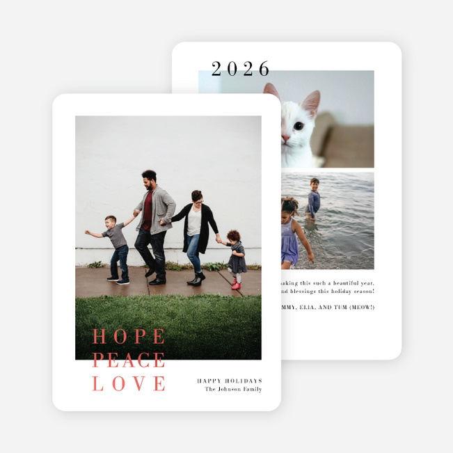 Foil Pinned Love Holiday Cards and Invitations - Red