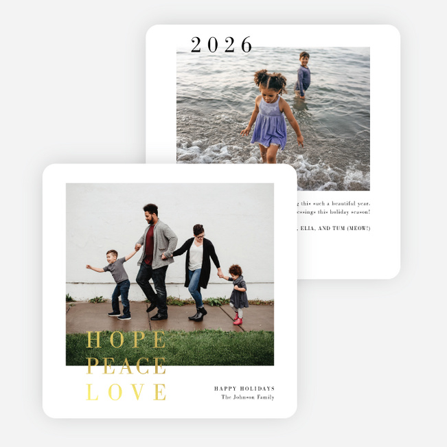 Foil Pinned Love Holiday Cards and Invitations - Yellow