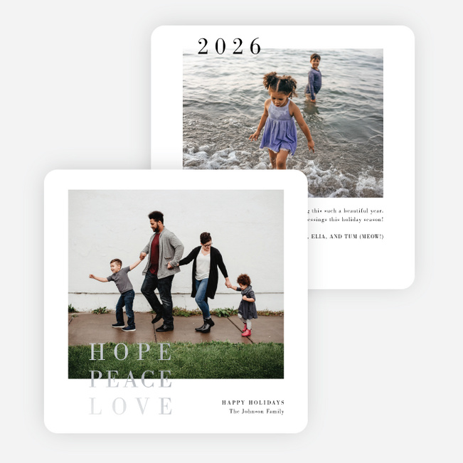 Foil Pinned Love Holiday Cards and Invitations - Gray