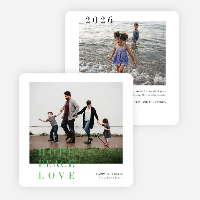 Foil Pinned Love Holiday Cards and Invitations - Green