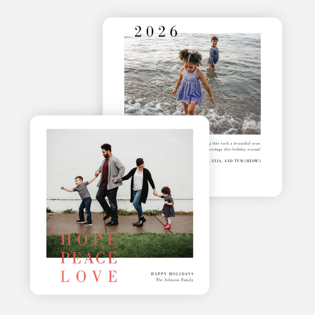 Foil Pinned Love Holiday Cards and Invitations - Red