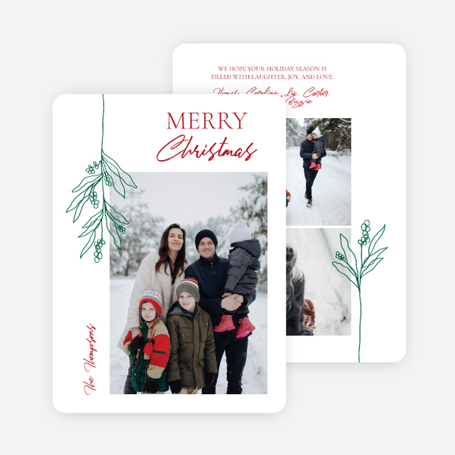 Mistletoe Stem Christmas Cards - Red