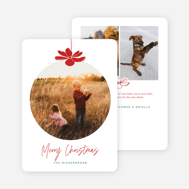 Primrose Ornament Christmas Cards - Red