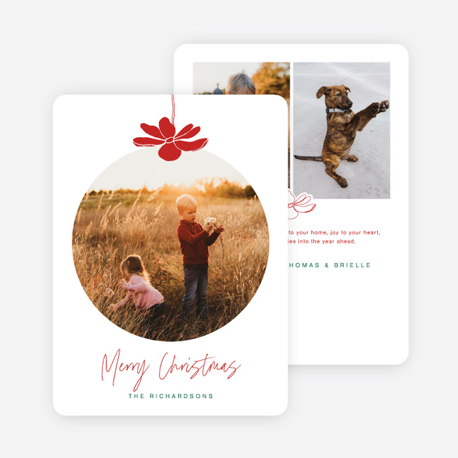 Primrose Ornament Christmas Cards - Red