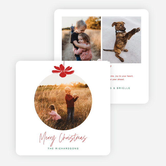 Primrose Ornament Christmas Cards - Red