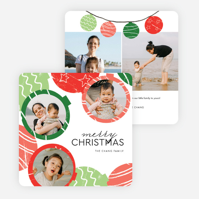 Stamped Ornaments Christmas Cards - Multi