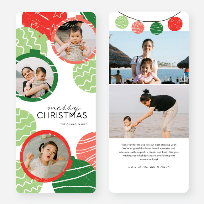 Stamped Ornaments Christmas Cards - Multi