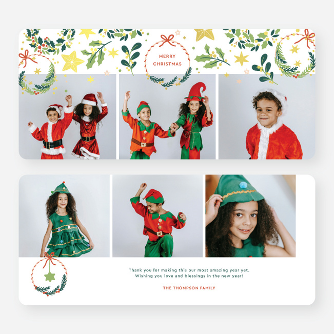 Stars and Wreaths Christmas Cards - Yellow