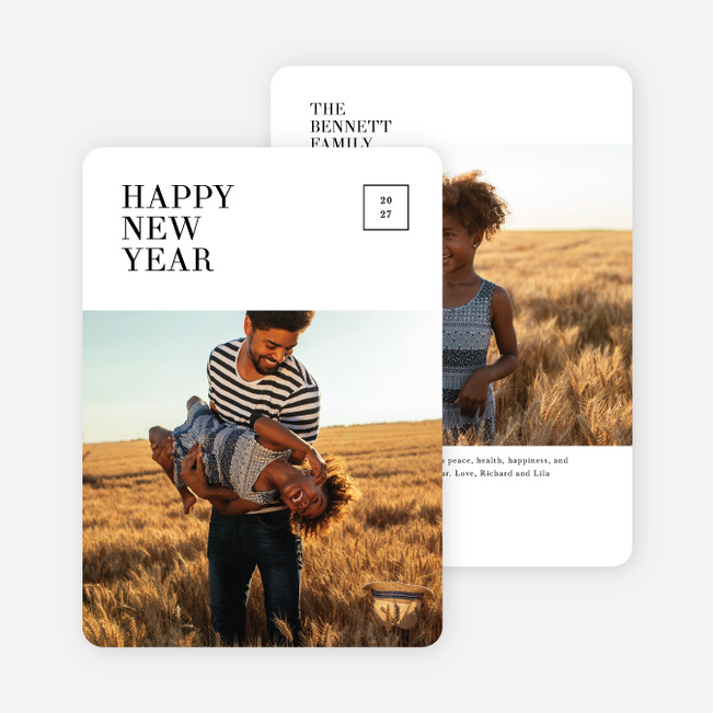 Clean Angles New Year Cards and Invitations - White