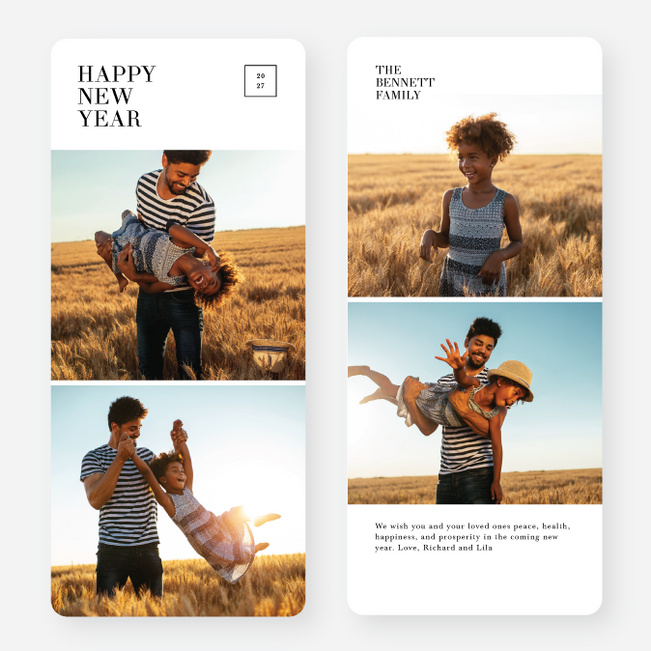 Clean Angles New Year Cards and Invitations - White