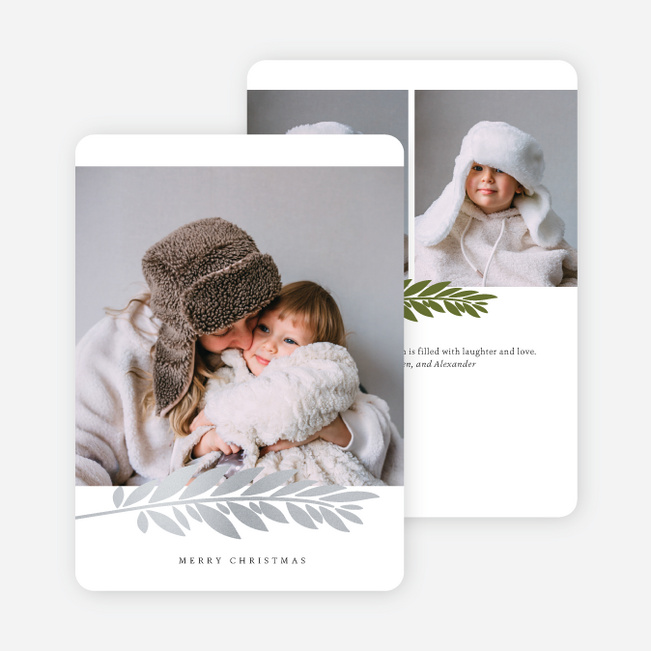 Foil Branch Stamp Christmas Cards - Gray