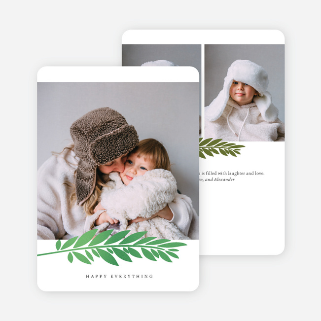 Foil Branch Stamp Holiday Cards and Invitations - Green