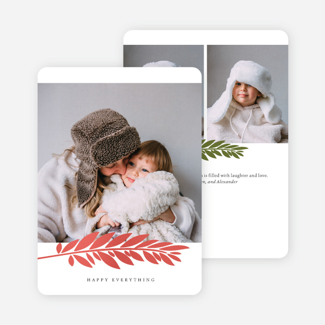 Foil Branch Stamp Holiday Cards and Invitations - Red