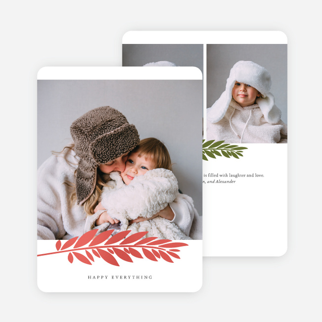 Foil Branch Stamp Holiday Cards and Invitations - Red