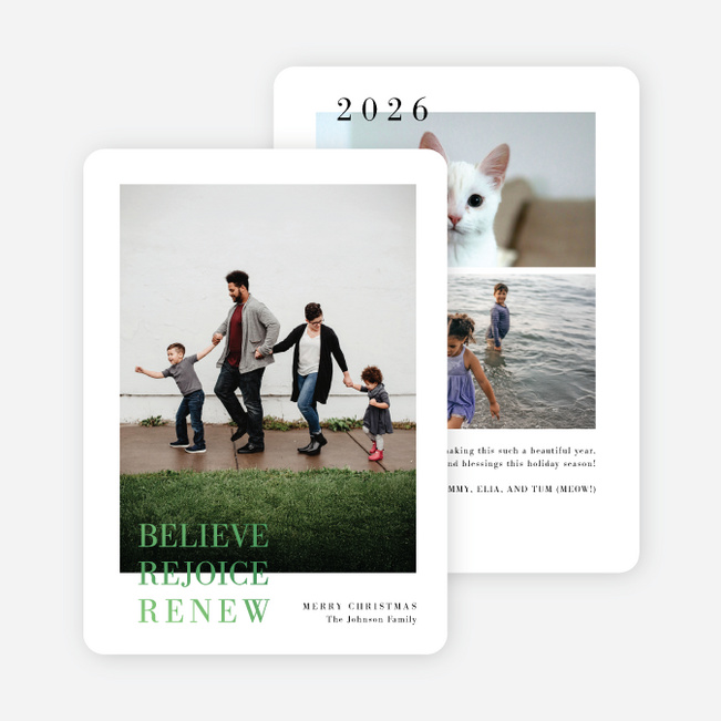 Foil Pinned Love Christmas Cards - Green
