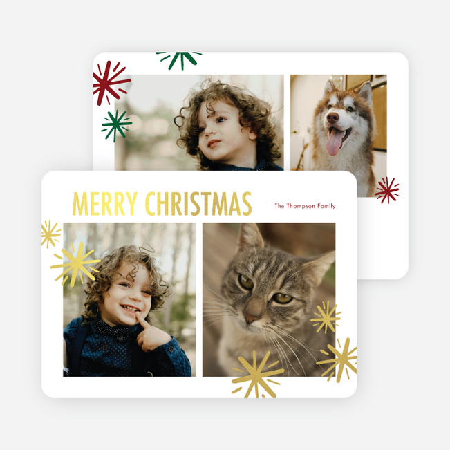 Foil Sparkle Border Christmas Cards - Yellow