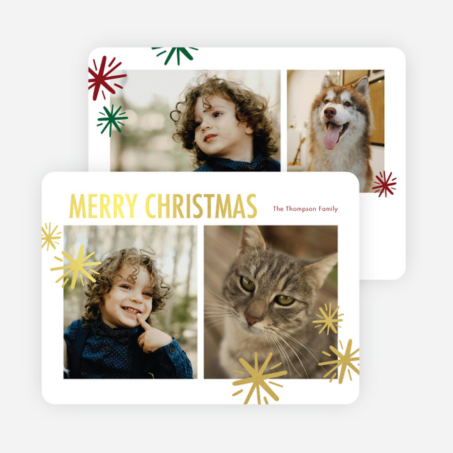 Foil Sparkle Border Christmas Cards - Yellow