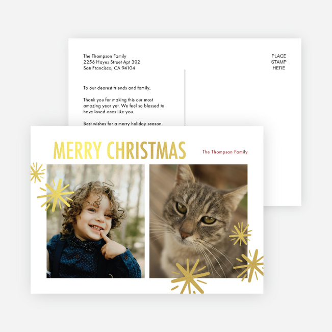 Foil Sparkle Border Christmas Cards - Yellow