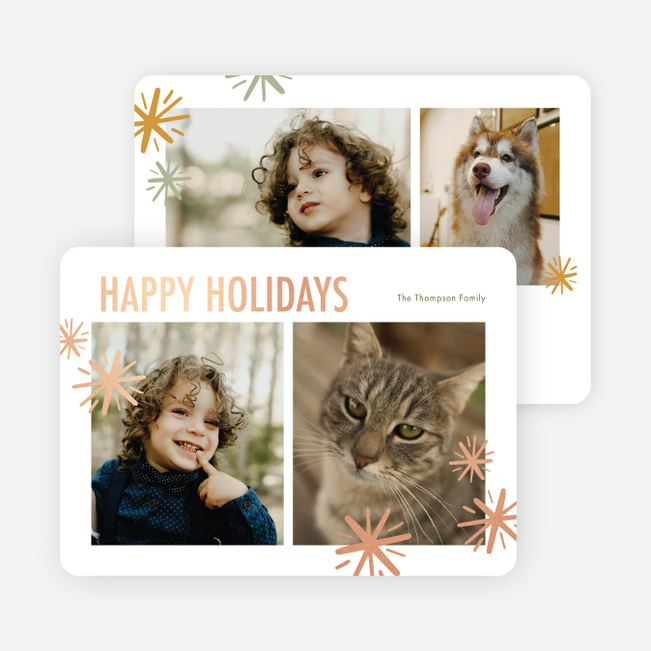 Foil Sparkle Border Holiday Cards and Invitations - Pink