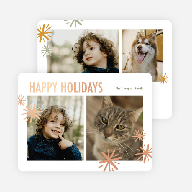 Foil Sparkle Border Holiday Cards and Invitations - Pink