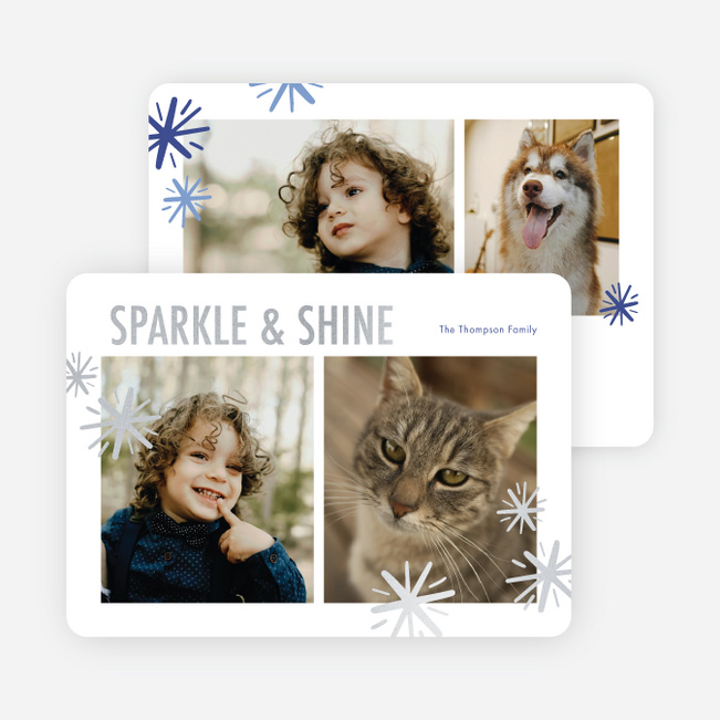 Foil Sparkle Border New Year Cards and Invitations - Gray