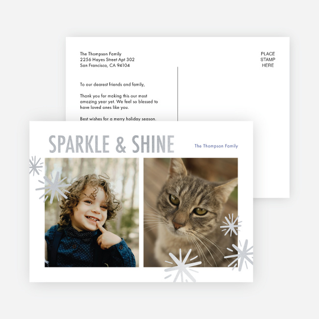 Foil Sparkle Border New Year Cards and Invitations - Gray
