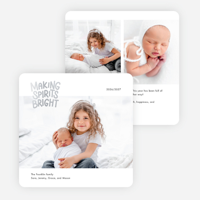 Spirited Greetings Holiday Cards and Invitations - Gray